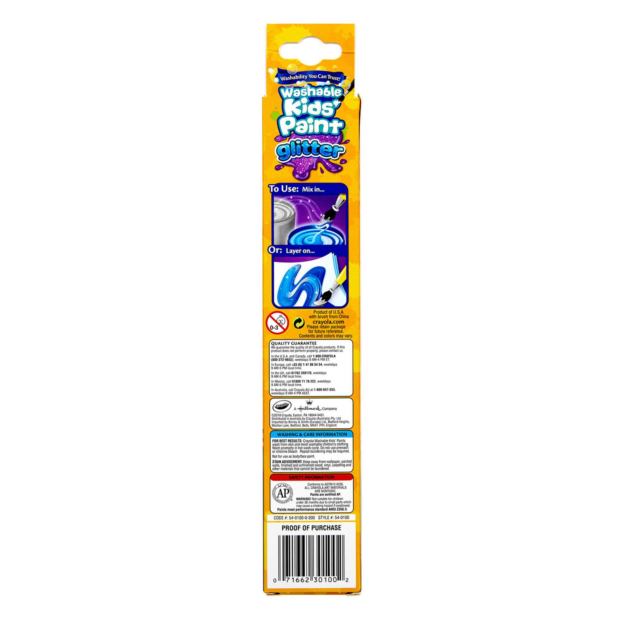 Crayola® Glitter Effects Washable Kids' Paint Pots, 12 Packs of 6
